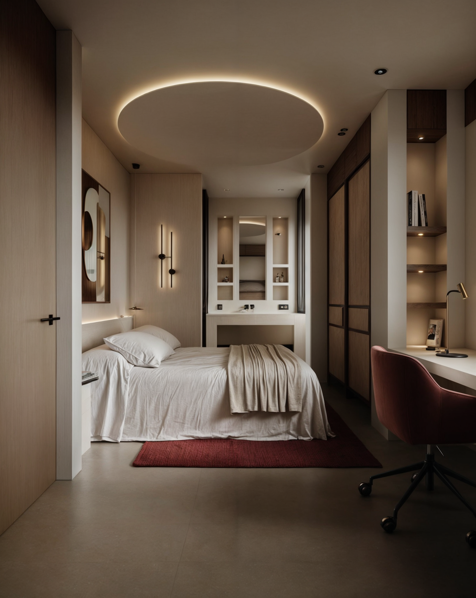 Master bedroom suite for student residence_Architect and Interior Designer in Spain