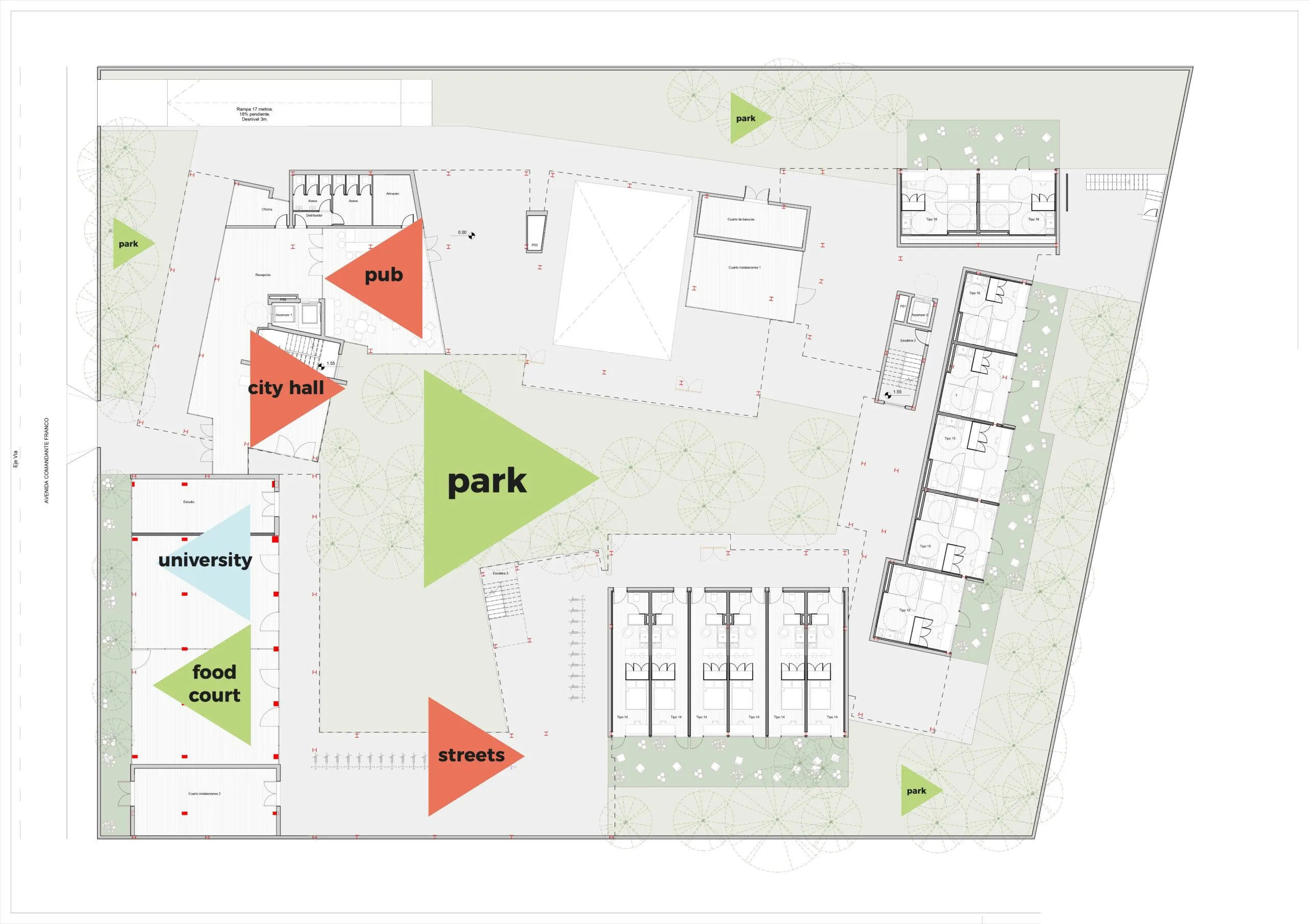 Student residence program layout_Architect and Interior Designer in Spain